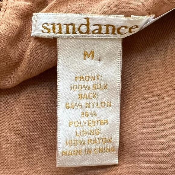 Sundance Tank Top Womens Size Medium Silk Paisley Lace Overlay Shell Camel Brown - Picture 8 of 10